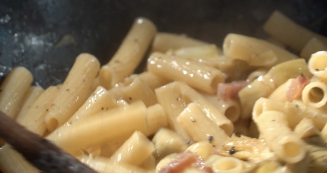 Artichoke and Guanciale Pasta