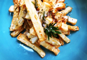 Celeriac Chips with Rosemary Salt