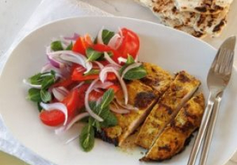 Indian spiced yoghurt chicken with fresh salad