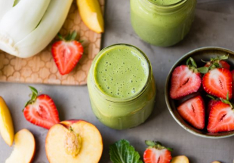 Peach, Strawberry and Coconut smoothie