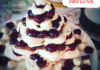 Cherry and Chestnut Puree Xmas tree Pavlova