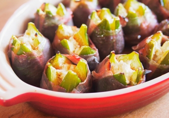 Baked figs with goat’s cheese and prosciutto