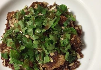 Spiced Cauliflower salad with mint and pomegranate