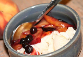 Peaches & blueberries baked in foil