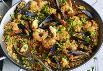 Broadbean and Seafood Paella